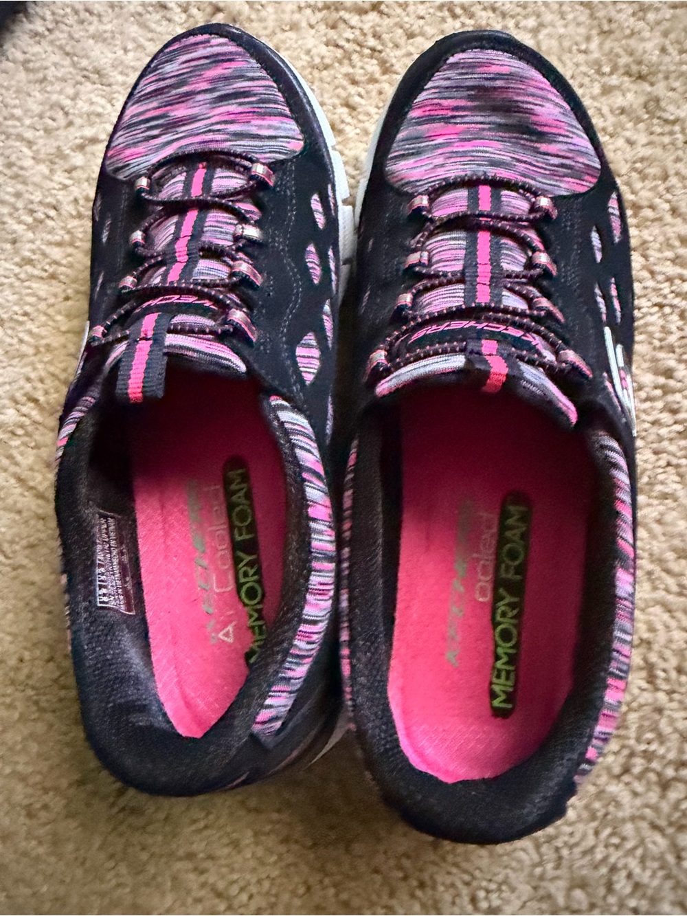 Skechers Black and Pink Women's Athletic Slip-Ons